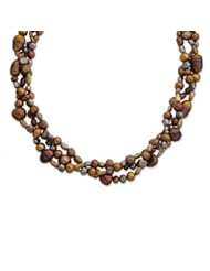 Sterling Silver Champagne Freshwater Cultured Pearl w/2in ext. Necklace