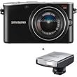 Samsung NX100 AF DSLR Digital Camera - Black- with 20-50mm Zoom Lens, & Samsung SEF15A A-TTL External Flash