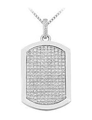 Diamond Dog-tag Pendant 14K White Gold - 4.00 CT Diamonds