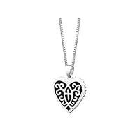 Sterling Silver Love Is Patient Love Is Kind Reversible Heart With Cross Pendant, 18