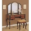 Powell Canton Vanity with Trifold Mirror and Bench, Black/Red
