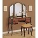 Powell Canton Vanity with Trifold Mirror and Bench, Black/Red Reviews