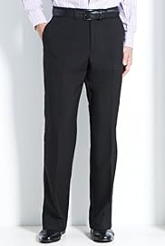 Straight Leg Flat Front Plain Trousers