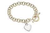 14K White and Yellow Gold Heart Tag Bracelet