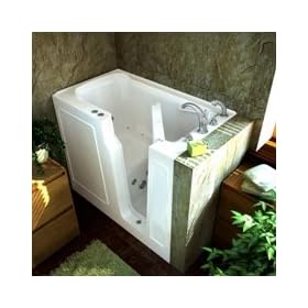 Walk-in Bath Tub, AMERICAN MADE, Non-Leak, M2653 Whirlpool System - White, Right, White