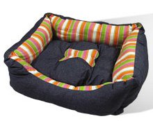 New Stripes Print Dog or Cat Luxury Plush Small Pet Bed