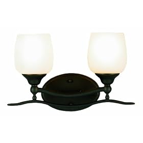 Eurofase 13233-013 Tunbridge 2-Light Bathbar, Flecked Bronze/White