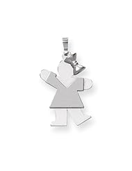 14k White Gold Medium Girl with Bow on Right Engravable Charm