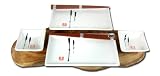 Sushi set white with black Japanese calligraphy for two