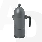 Alessi A9095/3 BB La cupola, Espressomaschine aus Gu&szlig;aluminium mit Griff aus PA, schwarz