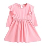 enchante petit(アンシャンテ プティ) キッズ 子供 バックリボン付肩フリル長袖ワンピース ≪全10色≫ 110cm #ライトピンク