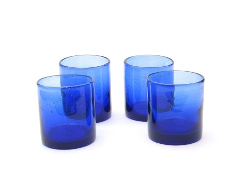 Certified International Cobalt Bubble 14-ounce Double Old Fashion ,Set of 4