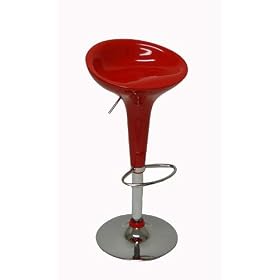 Click here to buy Boraam ABS Height Adjustable Scoop Bar Stool in Red (Set of Two) by Boraam.