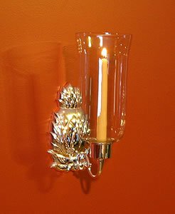 Pineapple Hurricane Candle Sconce Silver