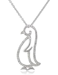 Silver and Diamond Baby Penguin Pendant Necklace (1/20 cttw, I-J Color, I3 Clarity), 18"