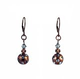 Earrings - E190 - Crystal Copper Polka Dots ~ Ind. Sapphire (Lt. Denimy Blue)