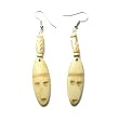 African Dan Mask Genuine Light Bone Dangle Earrings