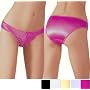 Satin Low Rise Bikini w/ Embroidered Lace front