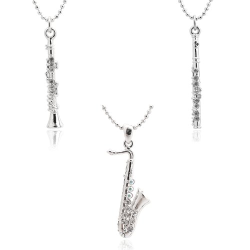 Silver Plated Woodwinds Musical Instrument Necklace