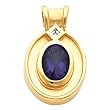 14K Yellow Gold Iolite and Diamond Pendant