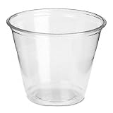 Clear plastic pete cups, regular size pack, 9 oz. size, 1,000/carton