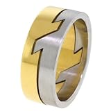 Lightning Bolt Gold Anodized Stainless Steel Puzzle Ring - Size 12