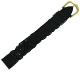 Hadley Roma Mens 19mm Braided Leather Woven Black Watch Band