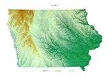 Iowa Topographic Wall Map by Raven Maps, Laminated Print