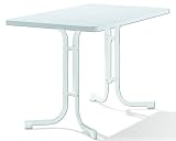 SIEGER 133/W Boulevard-Klapptisch, 115 x 70 cm, Stahlrohrgestell weiß, Mecalit-Pro-Tischplatte Marmordekor weiß, Tischhöhe ca. 72 cm