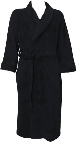 Lot 12x Elegant Unisex Plush Long Sleeve Pockets Nightgown Bath Robe, Black