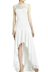 Sleeveless Illusion Asymmetric Lace Natural   Waistline 2015 Wedding Dress 