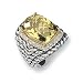 Sterling Silver 14k Diamond Lemon Quartz Ring - Size 6