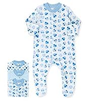 3 Pack Pure Cotton Car Print Sleepsuits