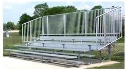 Bleacher w Aisle and Vertical Rail w Risers on Every Row (10 Rows/113 Seats)