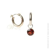 WILLOW GOLD: *GARNET HOOP EARRINGS 14KY*