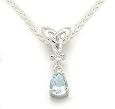 Sterling Silver Celtic Knot and Genuine Blue Topaz Pear Drop Pendant with 16" Cable Chain Necklace