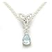 Sterling Silver Celtic Knot and Genuine Blue Topaz Pear Drop Pendant with 16" Cable Chain Necklace