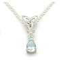 Sterling Silver Celtic Knot and Genuine Blue Topaz Pear Drop Pendant with 18" Cable Chain Necklace