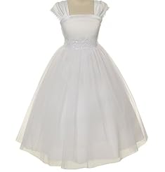 Girls Cap Sleeves Flower-Girl Dress 
