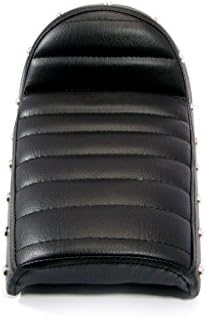 Alchemy Parts Universal Motorcycle Vinyl Seat with Hump in Black for Cafe Racer Project Bikes