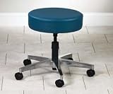5-Leg Spin-Lift Stool, screw adjustable, aluminum base with backrest
