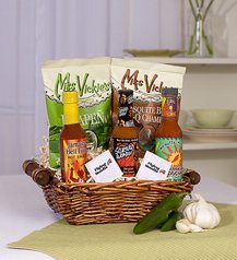 Spice of Life - Gourmet Gift Basket of Hot Sauces and Chips by Flying Noodle Gourmet Gifts