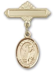 Gold Filled Baby Badge with St. Elmo Charm and Polished Badge Pin