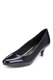Footglove™ Fashion Leather Mid Almond Toe Court Shoes with Insolia® & Silver Technology
