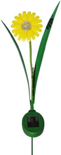 Yellow Daisy Flower Solar Light, White LED，for Spring Garden Decor Light