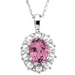 14K White Gold Pink Tourmaline and Pearl Pendant