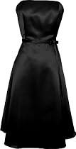 50's Strapless Satin Formal Bridesmaid Prom Dress Holiday Gown