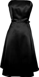 50's Strapless Satin Formal Bridesmaid Prom Dress Holiday Gown