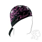 NEW Flydanna 100% Cotton, Biker Babe, Skull Bandanna Doo Rag, Z422
