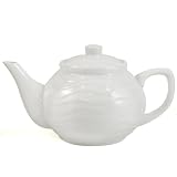 Porcelain White Textured Teapot Sul Tavolo 42 Ounce
